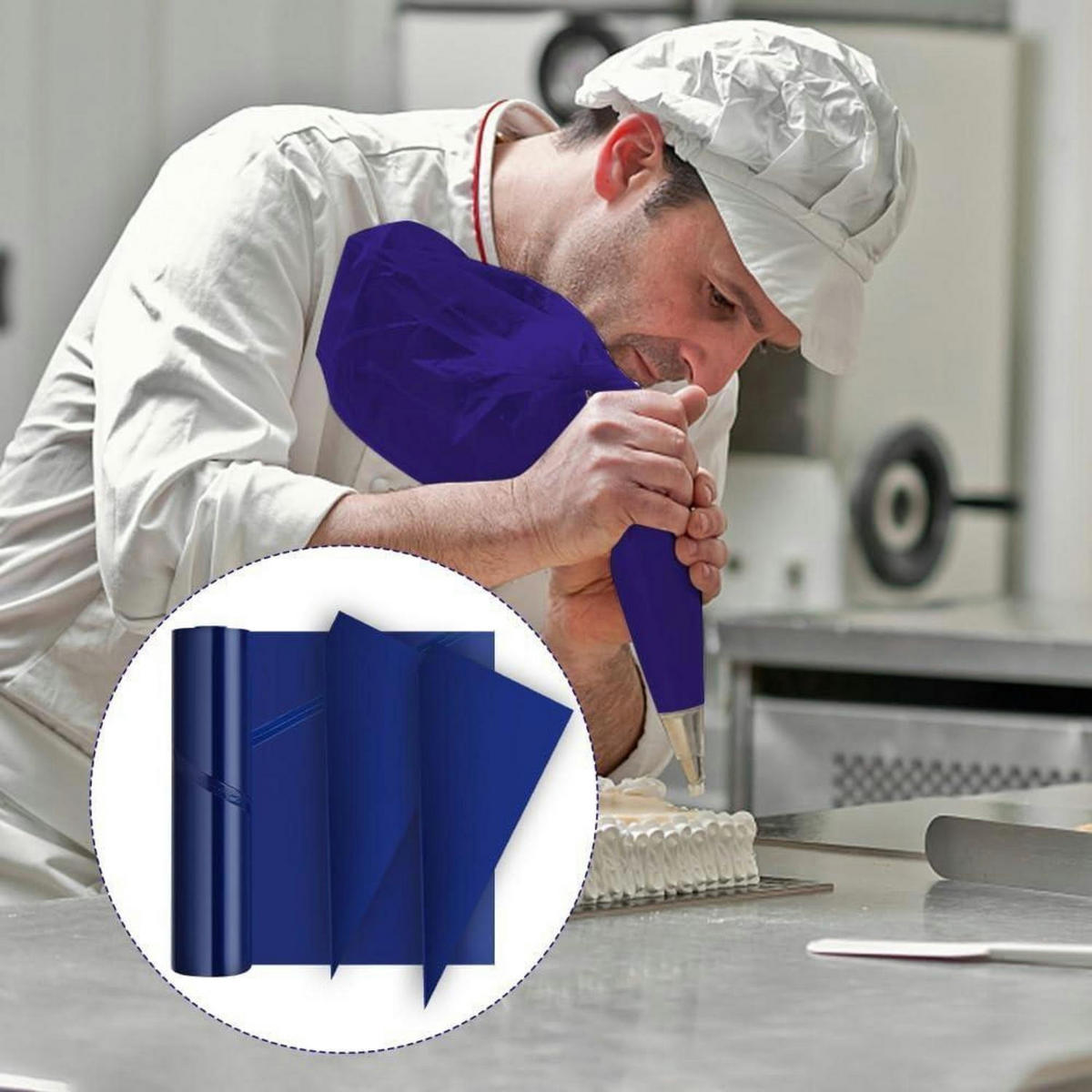 SPRITZBEUTEL Set 50 Stück Extra Groß 51.5 cm mit 6 Tüllen - Blau, Kunststoff (25/1/51.5cm)