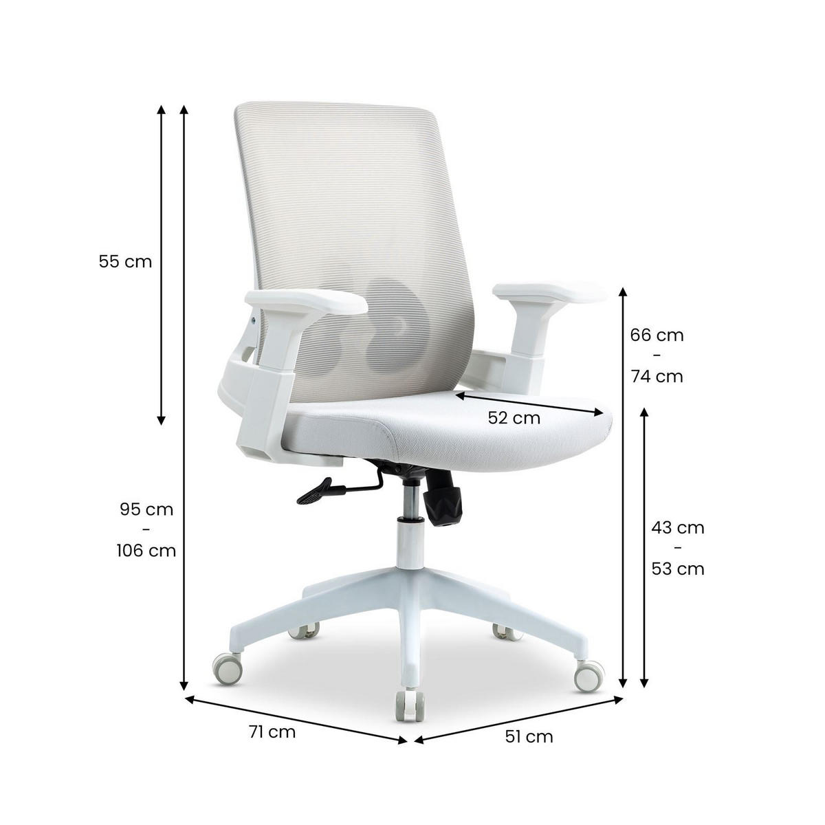 BÜRODREHSTUHL CAPVAL WEISS - Weiß, Kunststoff/Textil (65/106/65cm) - IDIMEX