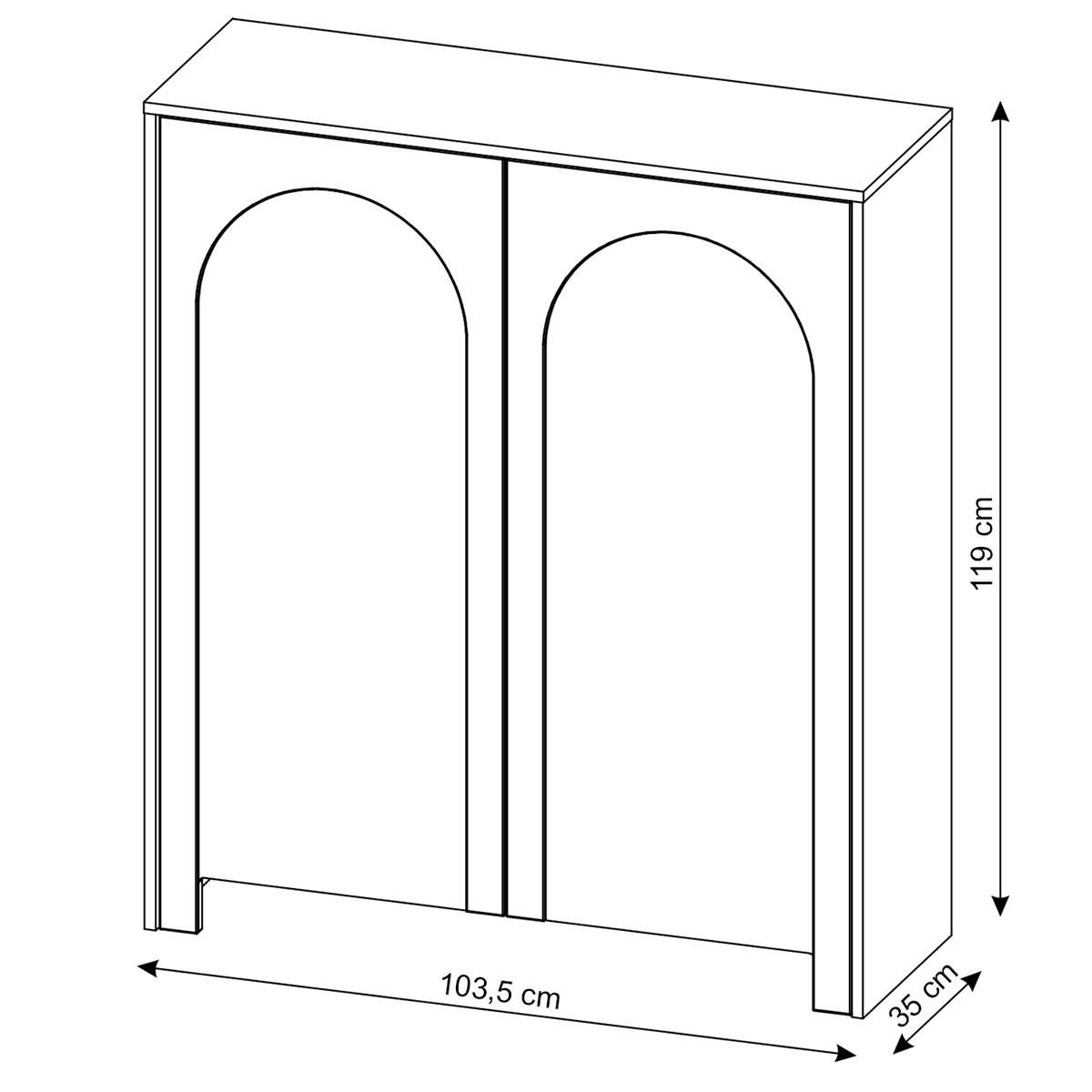 HIGHBOARD Amaro, Hochkommode mit 2 Türen, gefrästen Bogenfronten, Push-to-Open, Kaschmir - Kaschmir, Holzwerkstoff (103/119/35cm) - Beautysofa