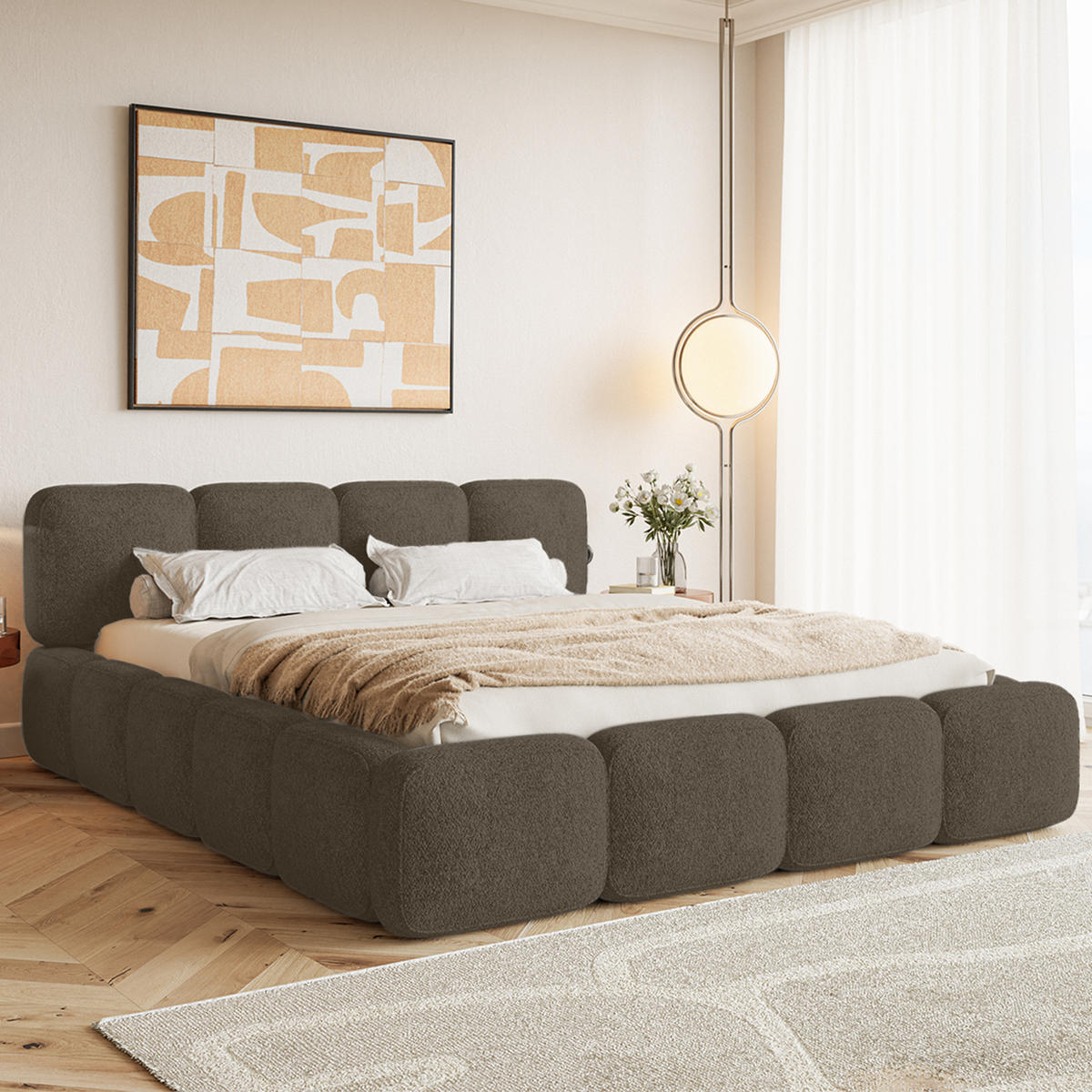 POLSTERBETT BALMONTE 140x200 cm, Braun - Braun, Textil (200/140cm) - Fedve