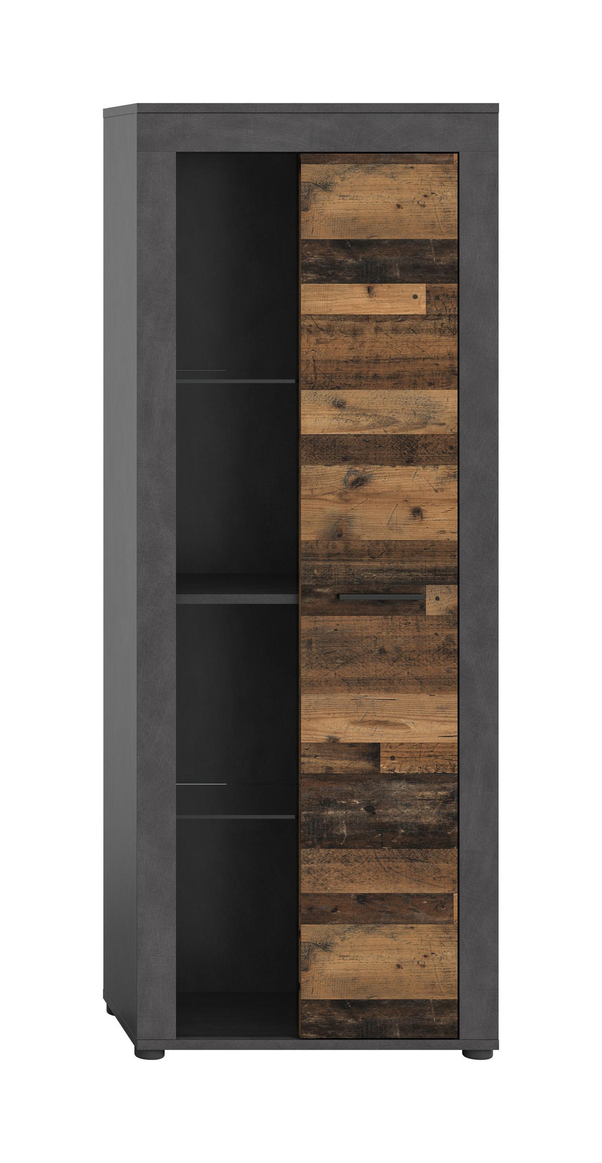 VITRINE JAM (B/H/T: ca. 60/159/35 cm) in Matera/Old Wood Nachbildung - Naturfarben, Holzwerkstoff (60/159/35cm)