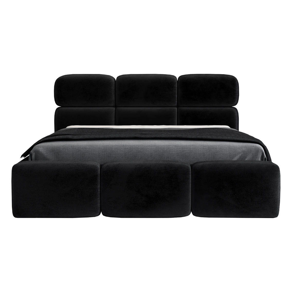 POLSTERBETT MAROKO 180x200 Schwarz - Schwarz, Textil (180/200cm) - A&J MöbelLand