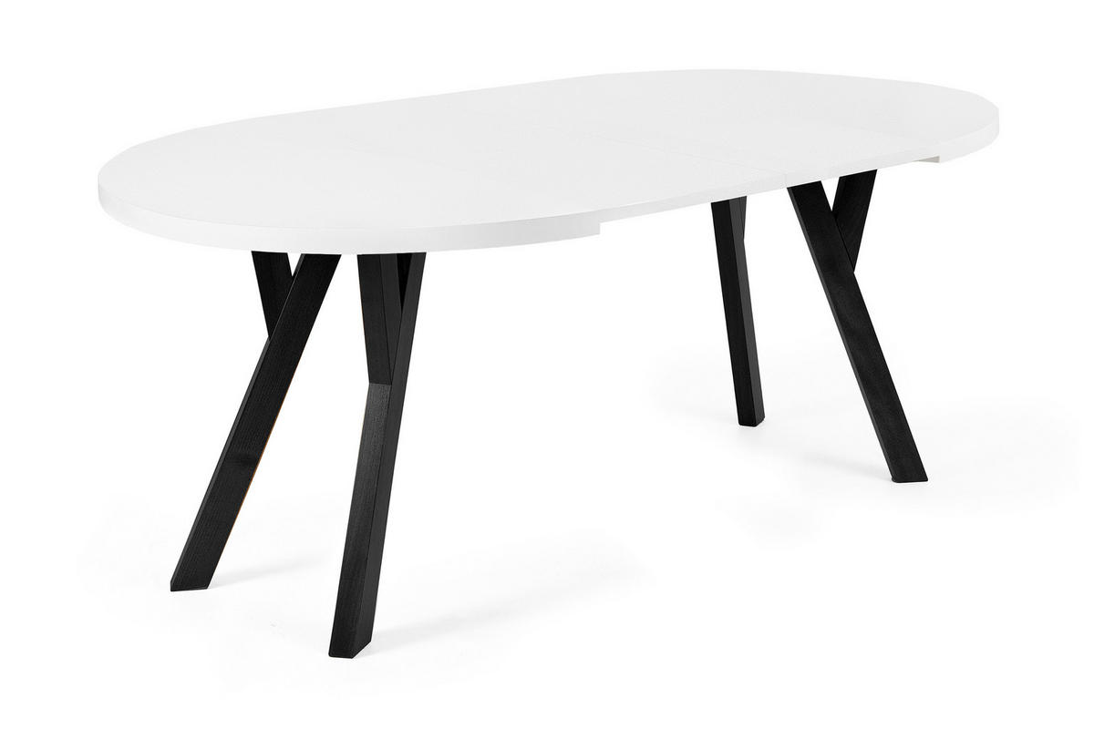 ESSTISCH INDAGA Ausziehbar 100-180cm Rund, weiß/schwarz - Schwarz/Weiß, Holz (100/180/75cm) - KONSIMO®