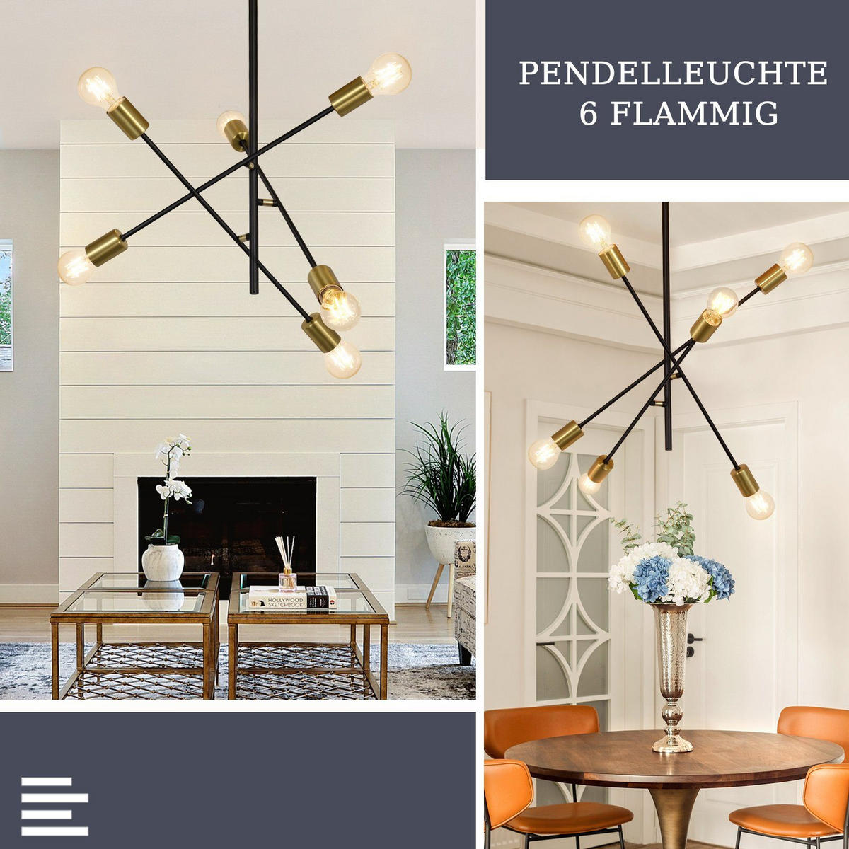 HÄNGELEUCHTE Aura 6-flammig 64/64/63 cm - Goldfarben, Holzwerkstoff (64/64/63cm) - Nettlife