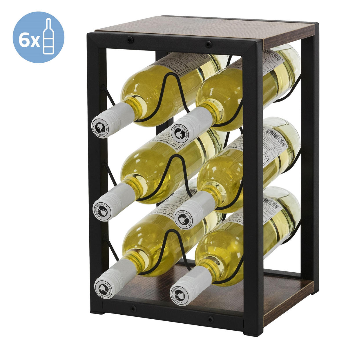 WEINREGAL - Dunkelbraun, Metall (21/37.5/24cm) - ML-DESIGN