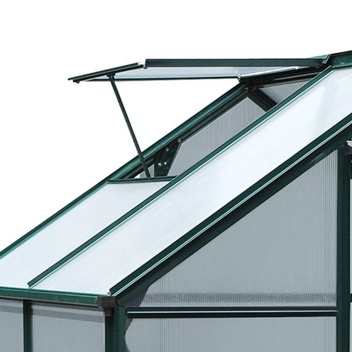 GEWÄCHSHAUS DE-11891 Polycarbonat mit Dachluke & Regenrinne Dunkelgrün - Grün, Kunststoff (132/201/190cm) - ComfortXL