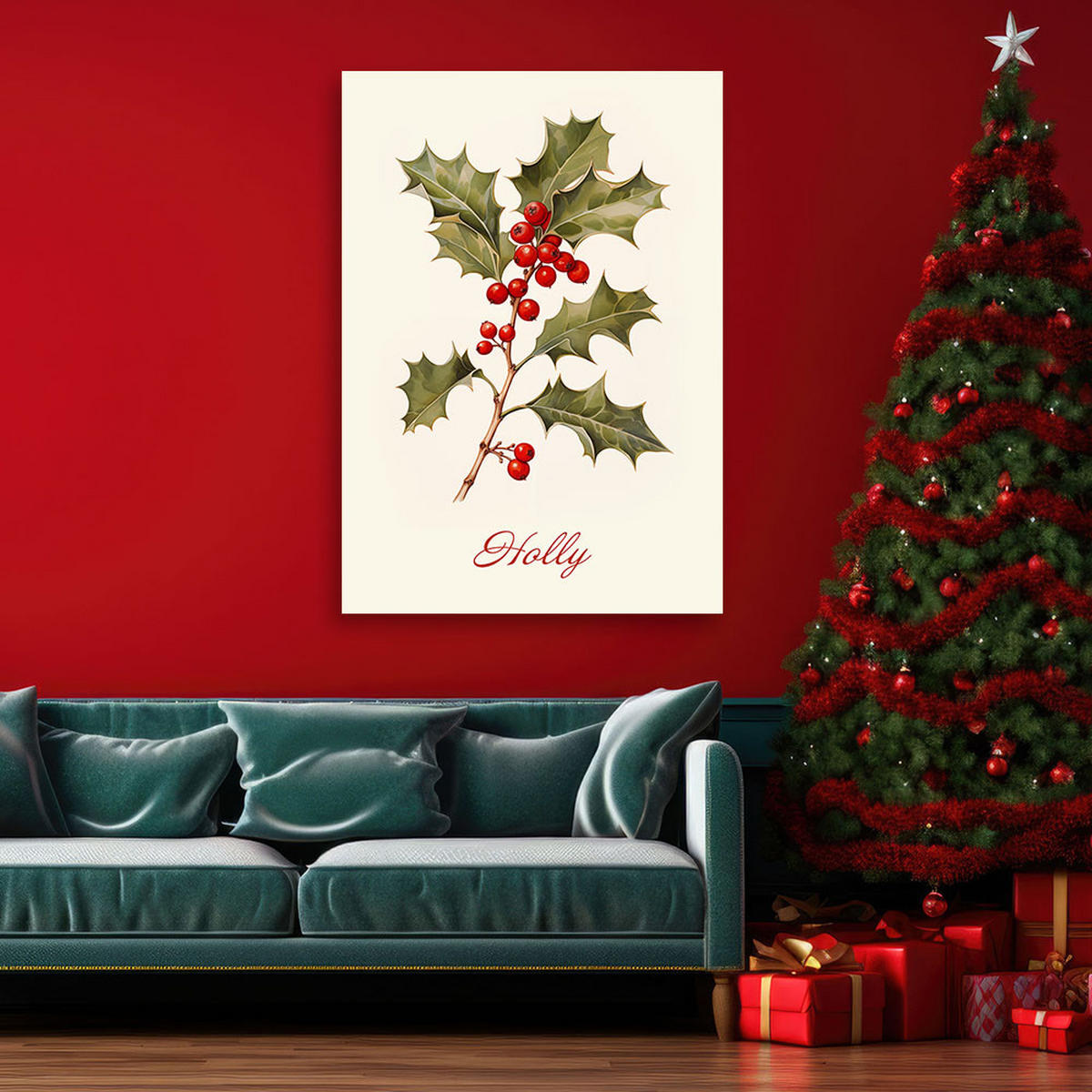 WANDBILD weihnachtspflanze - Beige, Textil (40/60cm) - Feeby