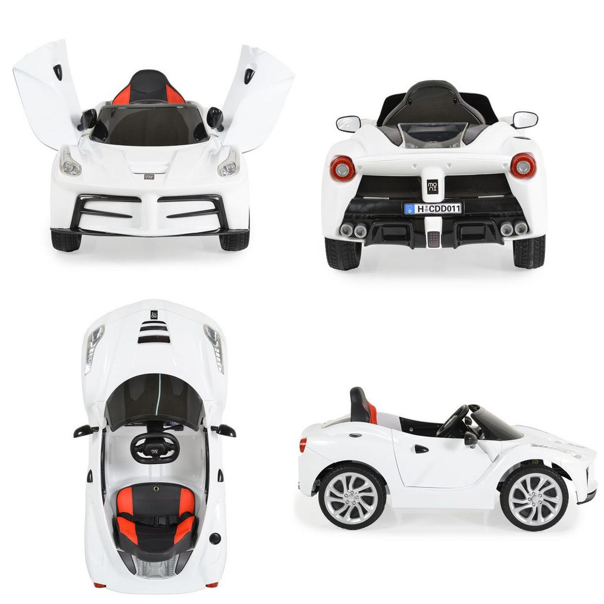 ELEKTROAUTO Liberty weiß Fernbedienung EVA-Reifen Rücklichter Gurt MP3 - Weiß, Kunststoff (125/65/60cm) - Moni