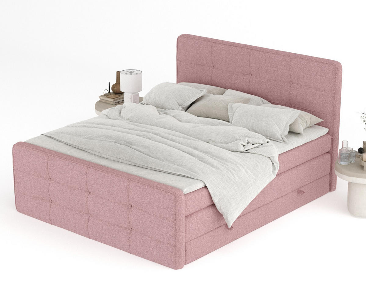 BOXSPRINGBETT Semplice Rosa 140/200 cm - Schwarz/Rosa, Holz/Holzwerkstoff (140/200cm) - Maison de Reve