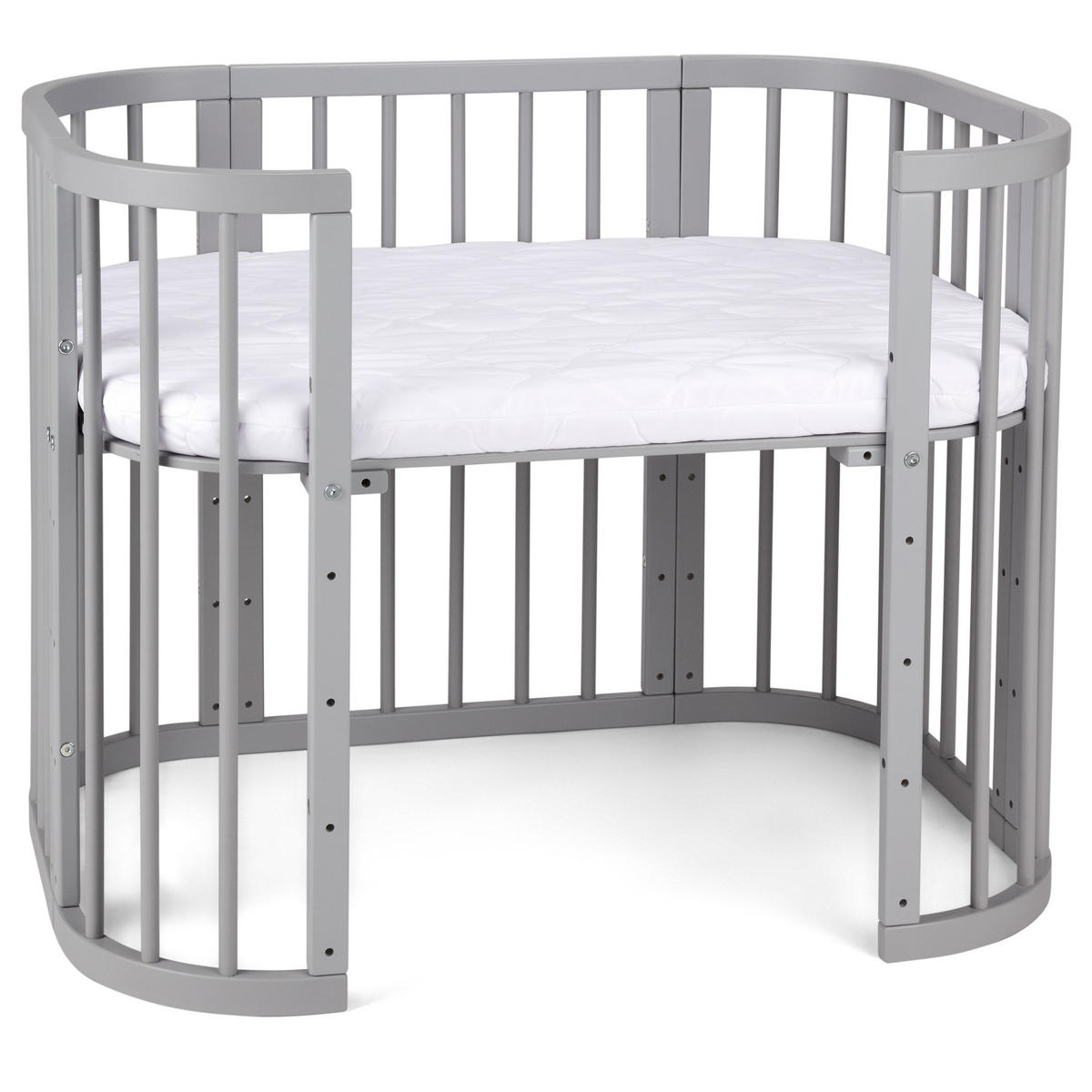 BABYBETT GREY, 5in1 mit Matratze - Grau, Holz (65.5/92cm) - waldin