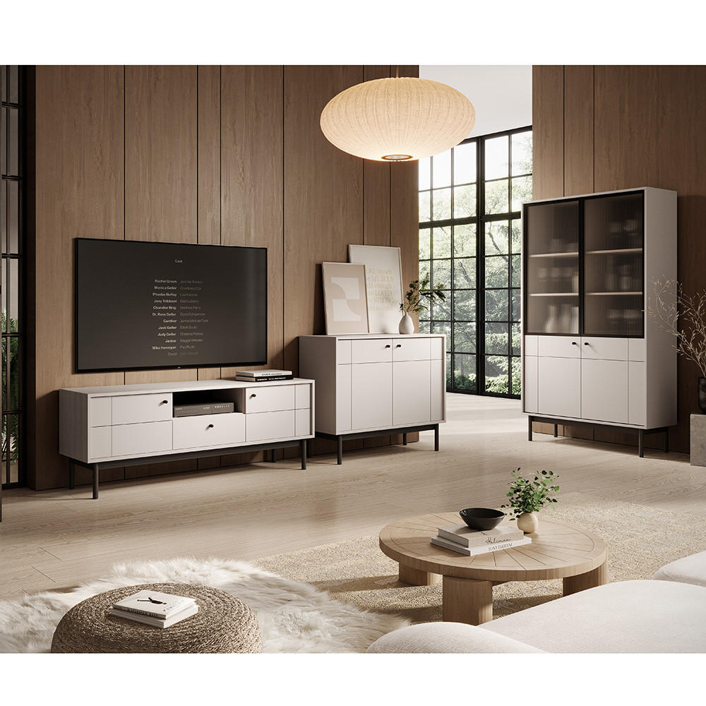 WOHNZIMMER-SET 3-TLG. Jantar-160 - Beige, Holzwerkstoff (361/185/39cm) - Lomado