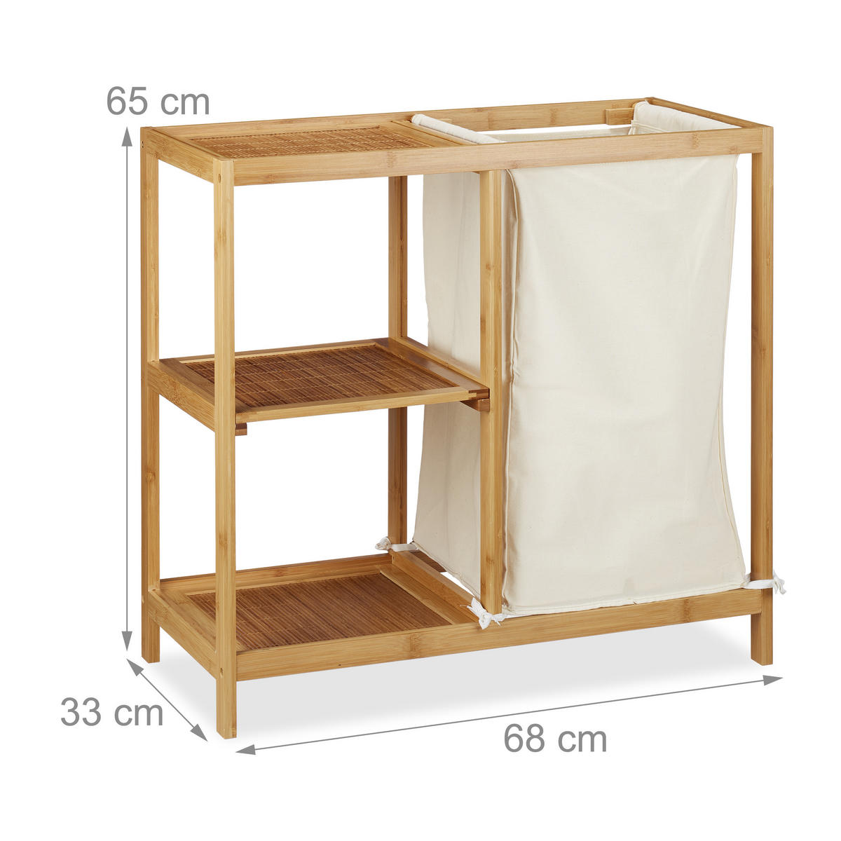 BADREGAL - Hellbraun, Holz/Holzwerkstoff (68/65/33cm) - Relaxdays