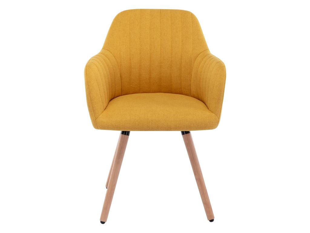 STUHL mit Armlehnen - Stoff & Metall in Holzoptik - Gelb - ELEANA - Gelb, Textil (58/85/56cm) - Vente-Unique