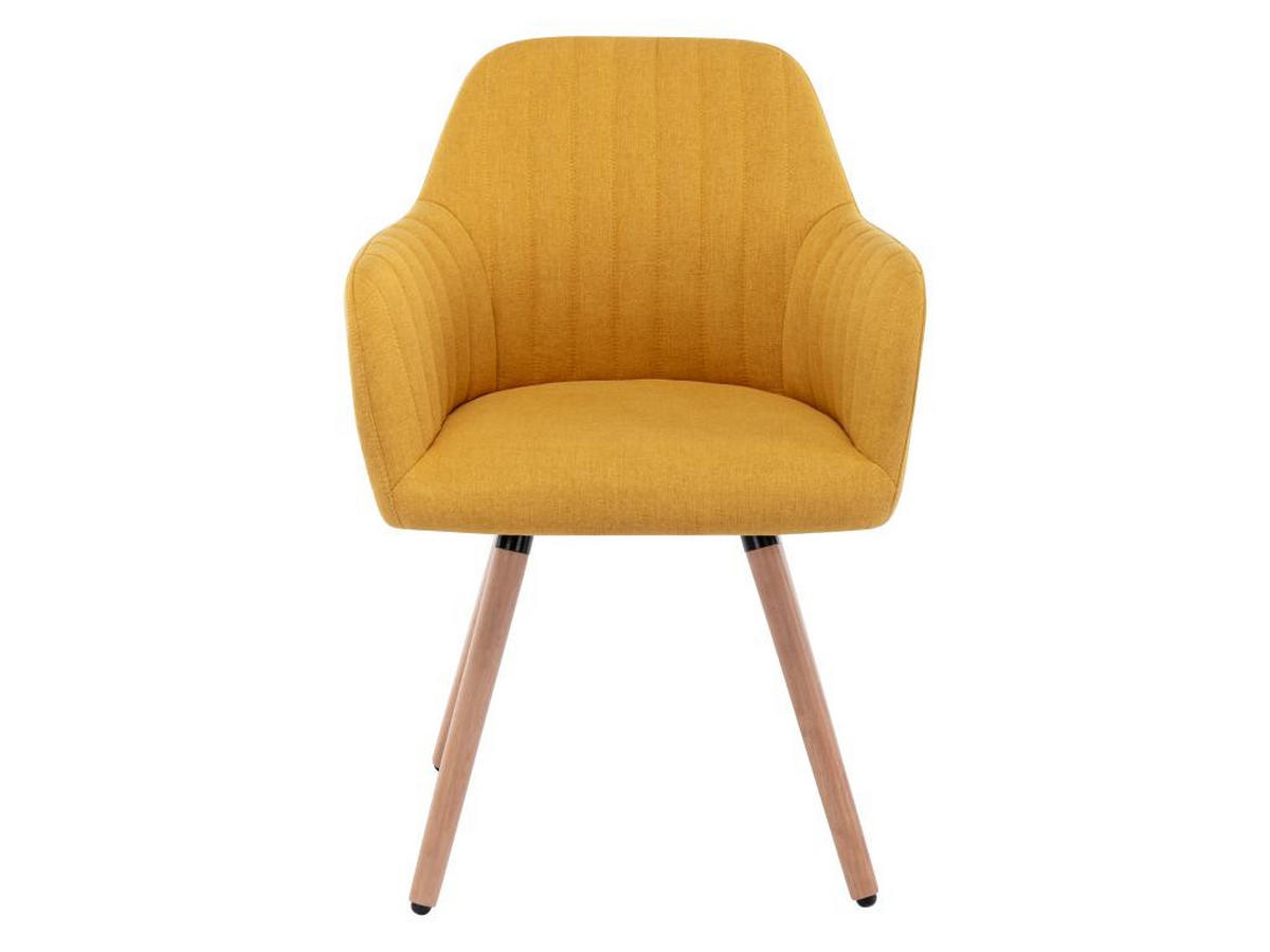 STUHL mit Armlehnen - Stoff & Metall in Holzoptik - Gelb - ELEANA - Gelb, Textil (58/85/56cm) - Vente-Unique