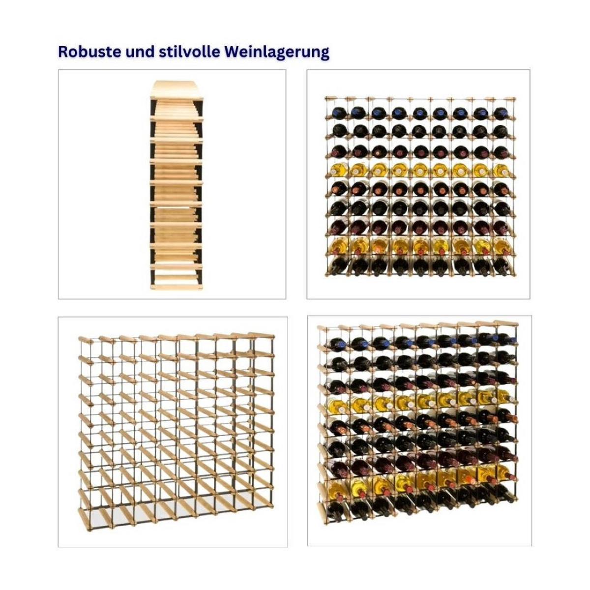 WEINREGAL Vinotega Mod Metal 92,5x92,5x24,5 cm 9x9 Flaschen Massives Kiefernholz Braun Geölt - Braun, Holz (92.5/92.5/24.5cm) - PROREGAL