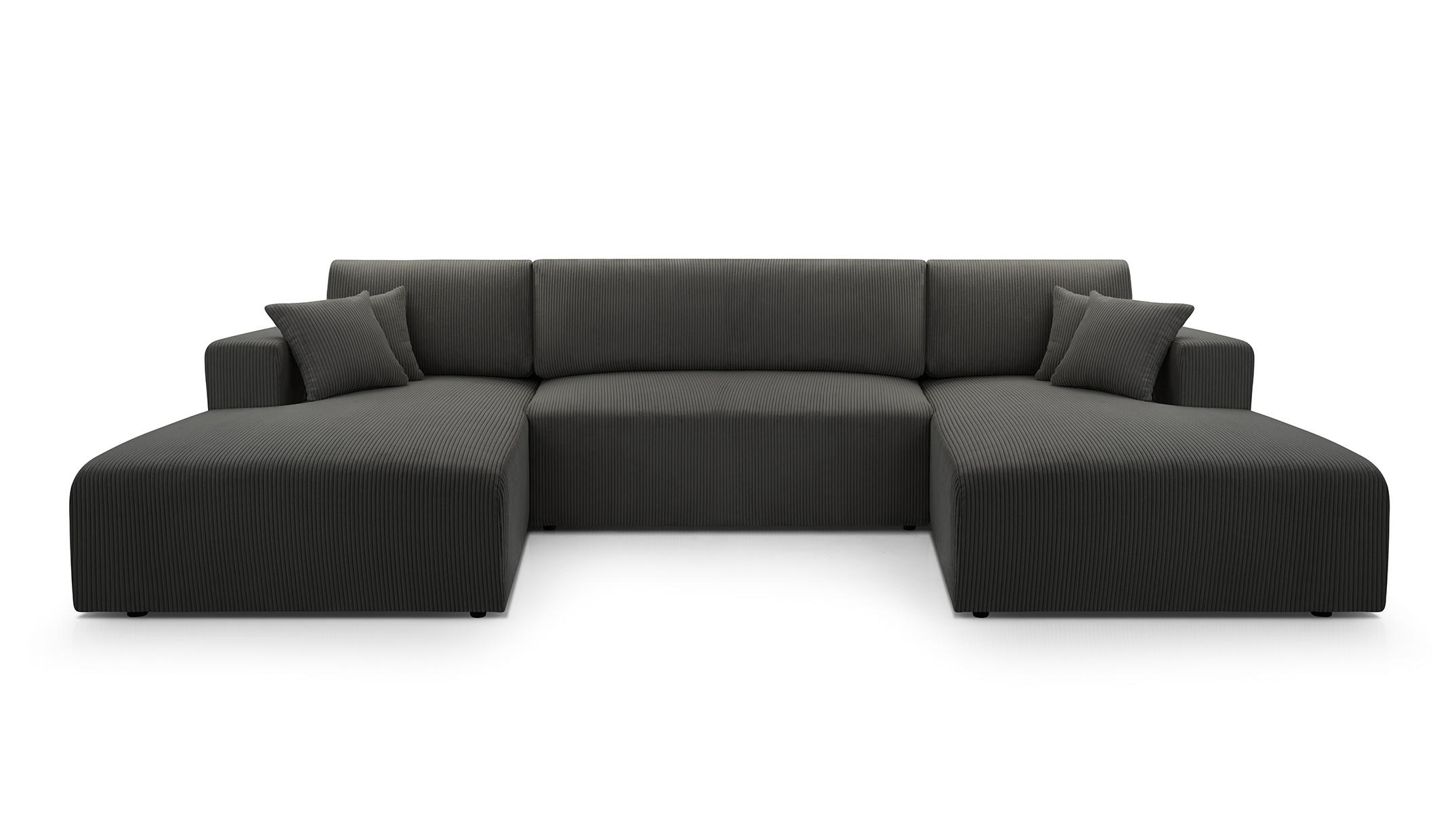 WOHNLANDSCHAFT PULA-U CORD ANTHRAZIT mit Schlaffunktion - Anthrazit, Textil (364/84/187cm) - Luxkor24