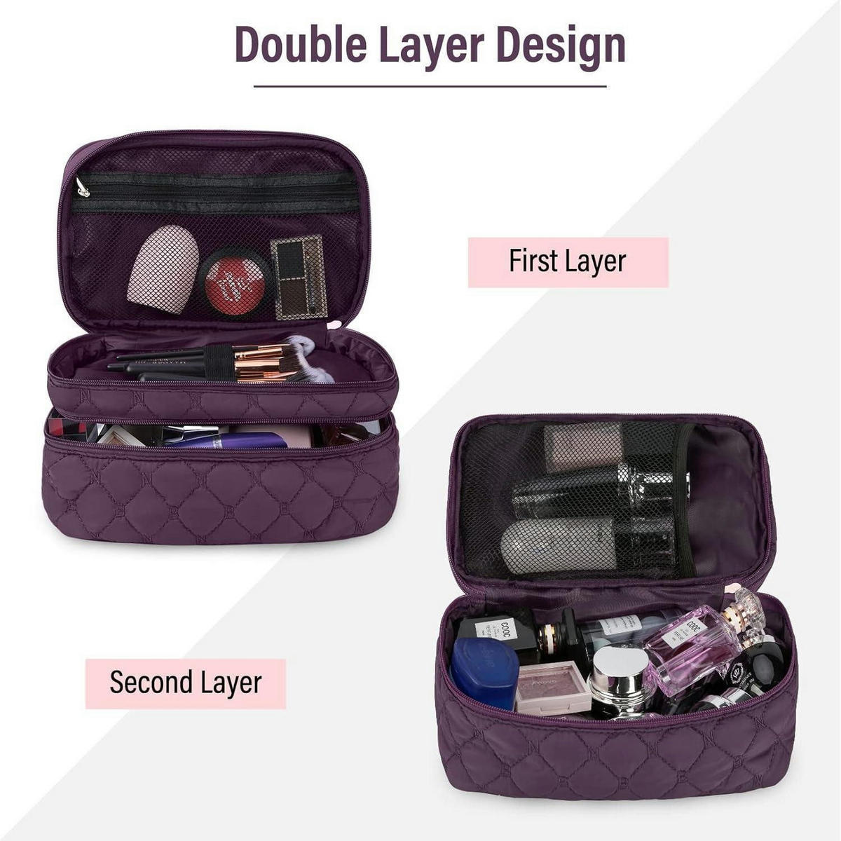 KULTURTASCHE 2-teiliges Set Violett - Lila, Textil (13/16/27cm)