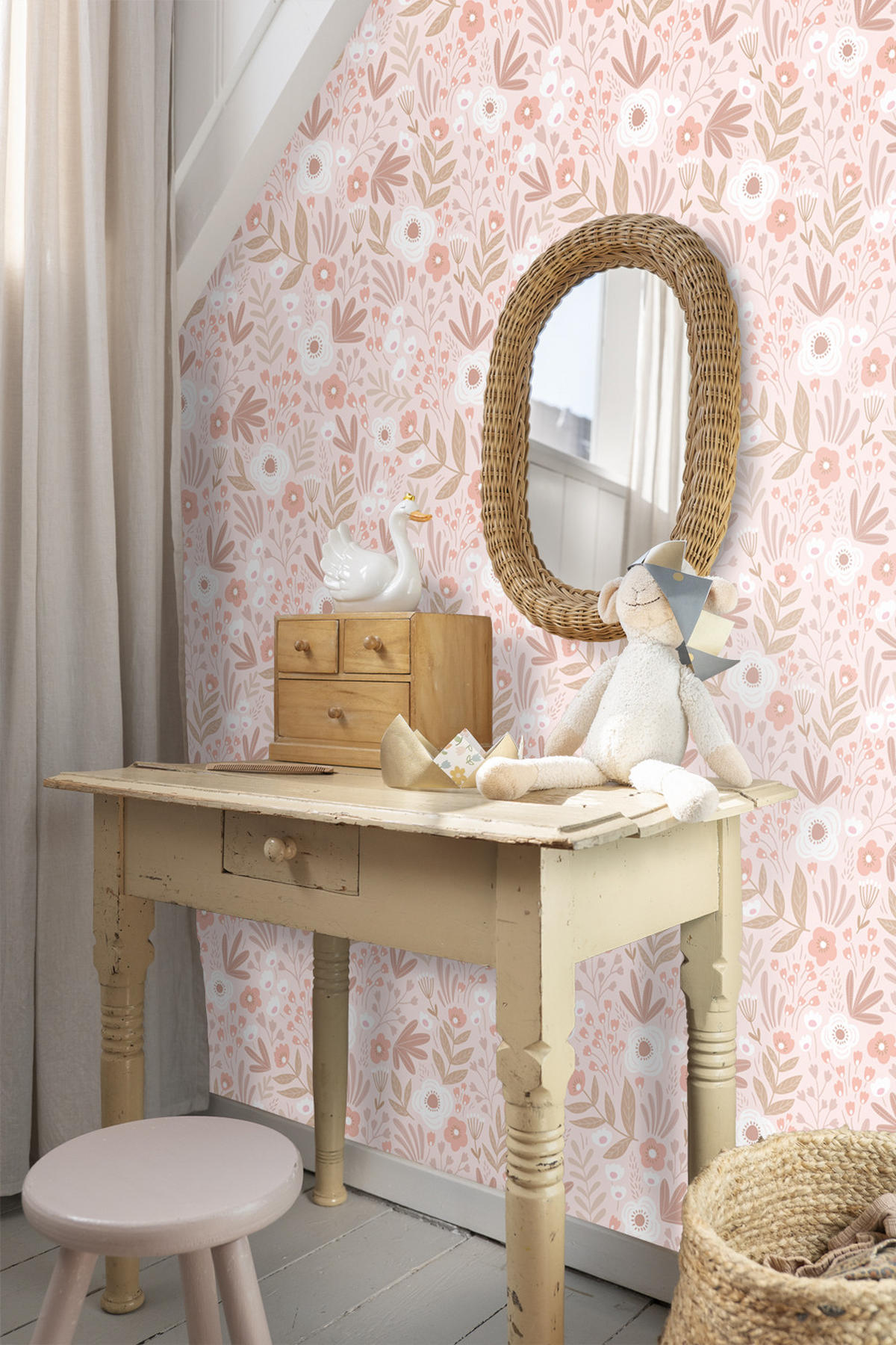 TAPETE Blumen 50 x 900 cm - Pink, Papier (50/900cm) - ESTAhome