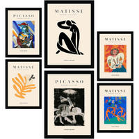 POSTER Set Mit 6 Von Picasso Und Matisse Abstrakte Gemälde A3 & A4 Rahmenlos - Klar, Papier (29/3cm) - Nacnic