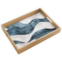 SERVÍROVACÍ PODNOS Čáry - vlny - abstraktní - modrá 40x30 cm - modrá, dřevo (40/5/5cm) - OnlyWow