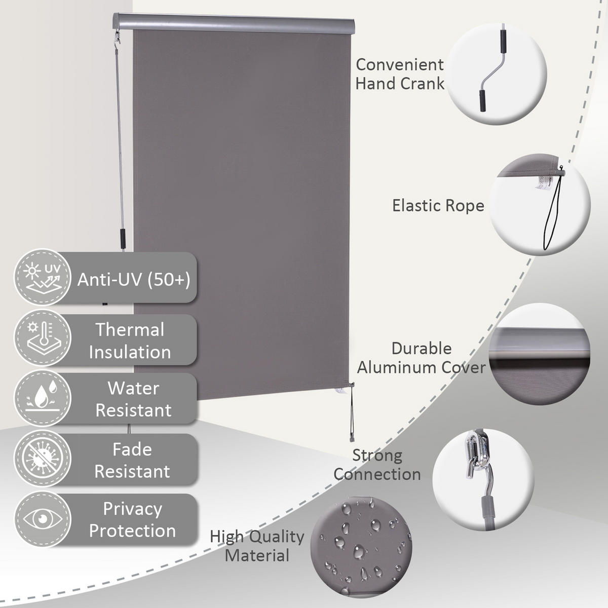 VERTIKALMARKISE 120x200 cm grau - Grau, Metall (200/120cm) - Fortuna Lai