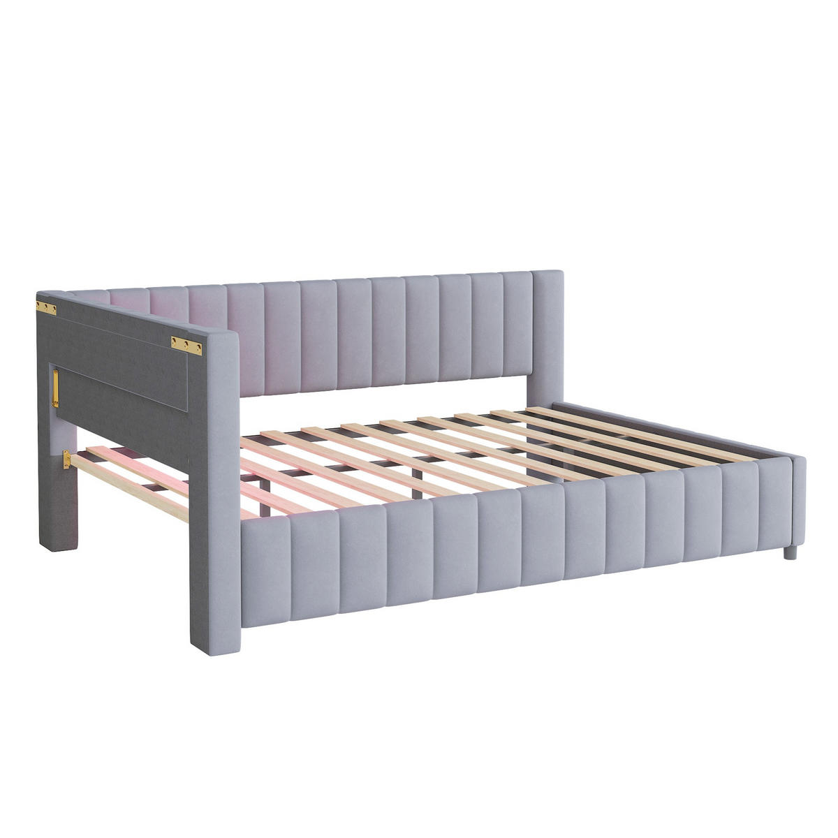 POLSTERBETT 140/200 cm DE-01924, in Grau, mit Sofafunktion, LED und USB - Grau, Holzwerkstoff (140/200cm) - ComfortXL