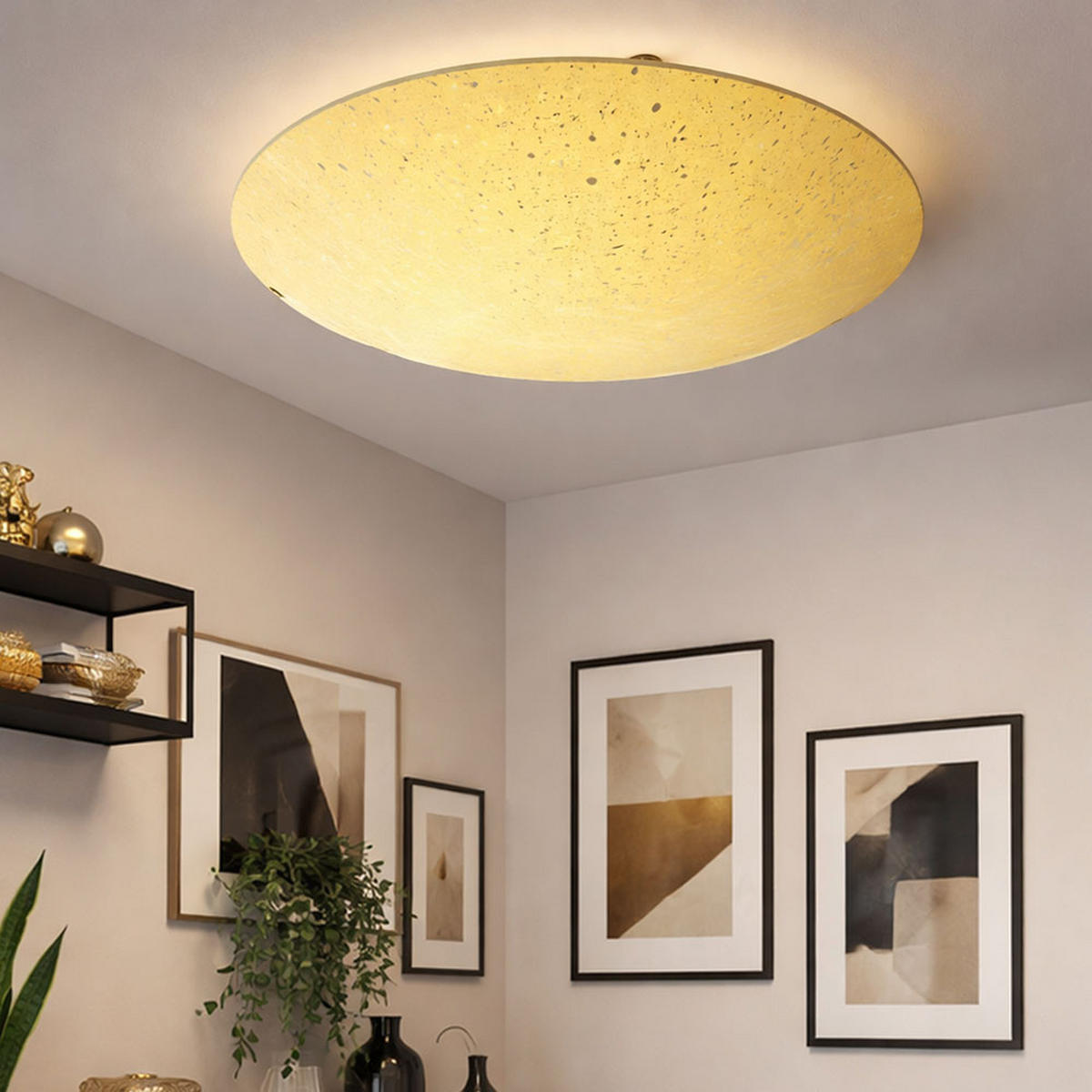 DECKENLEUCHTE Metall Glas Gelb - Gelb, Glas (39.5/39.5/8cm)