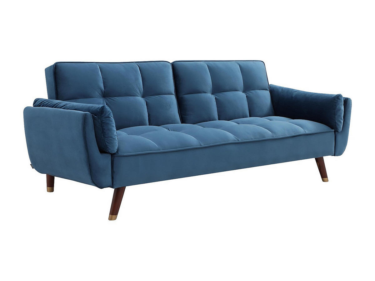 SCHLAFSOFA - 3 Personen - Samt, Stoff - Blau - - Blau, Textil (211/82/90cm) - Vente-Unique