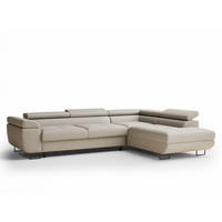 ECKSOFA MIT SCHLAFFUNKTION Concord Beige Webstoff - Beige/Schwarz, Holz/Holzwerkstoff (277/203cm) - Maison de Reve