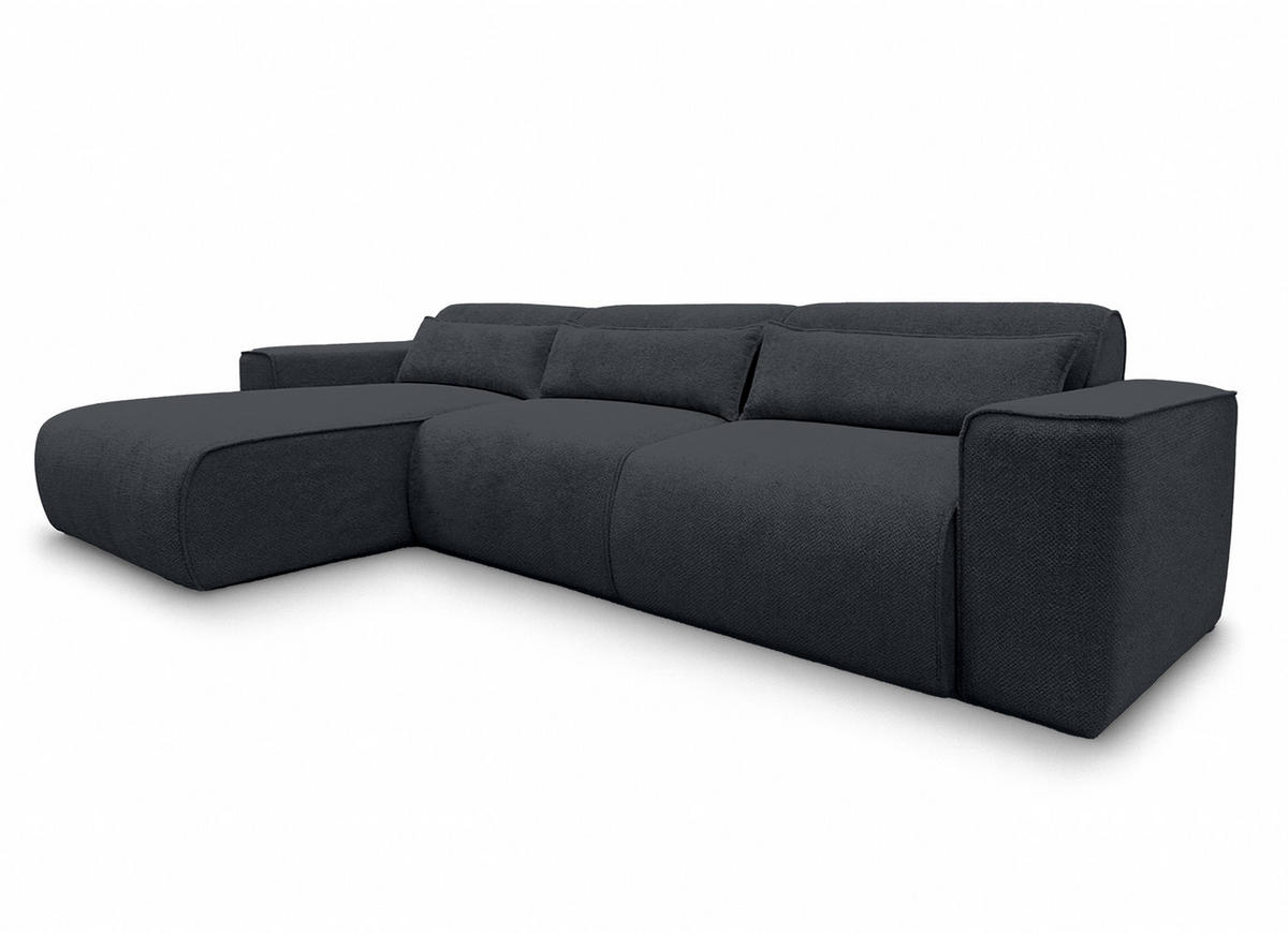 ECKSOFA L Form Ruyam Schwarz 310/165/78 cm – Schlaffunktion Links - Schwarz, Kunststoff/Textil (170/310cm) - AX Living