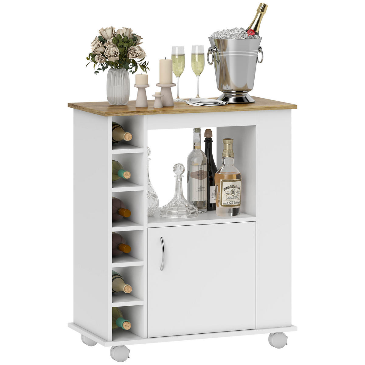 KÜCHENWAGEN, Wagen mit Schrank und Bremsen, 75 x 39,5 x 88 cm, Weiß - Multicolor, Metall (75/88/39.5cm) - FORIOUS