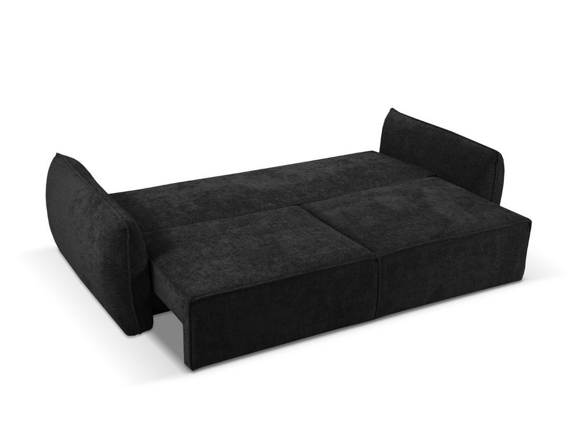 AUSKLAPPBARES-SOFA mit Bettkasten Kaelle aus Chenille-Stoff schwarz 3 Sitzplätze - Schwarz, Textil (97/91/244cm) - Micadoni