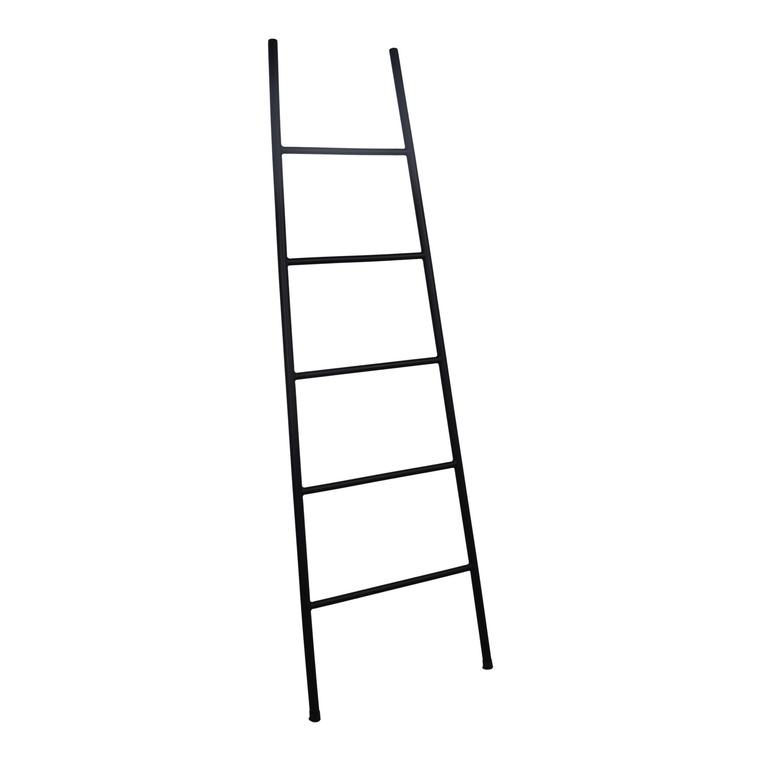DEKORATIVE LEITER Firo Schwarz - Schwarz, Metall (50/160/4cm) - LOFT42