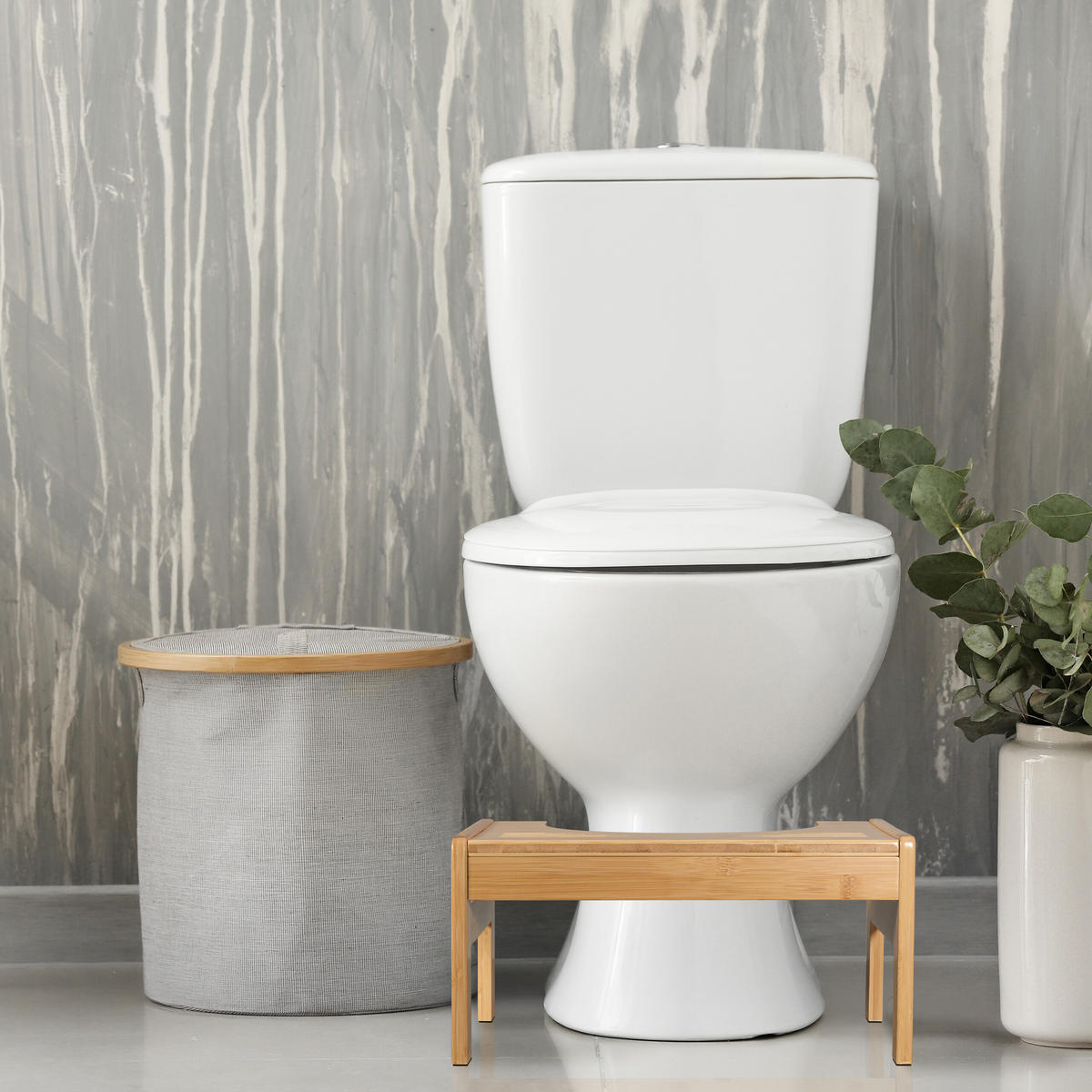 TOILETTENHOCKER - Hellbraun, Holz/Kunststoff (42/21/30cm) - Relaxdays