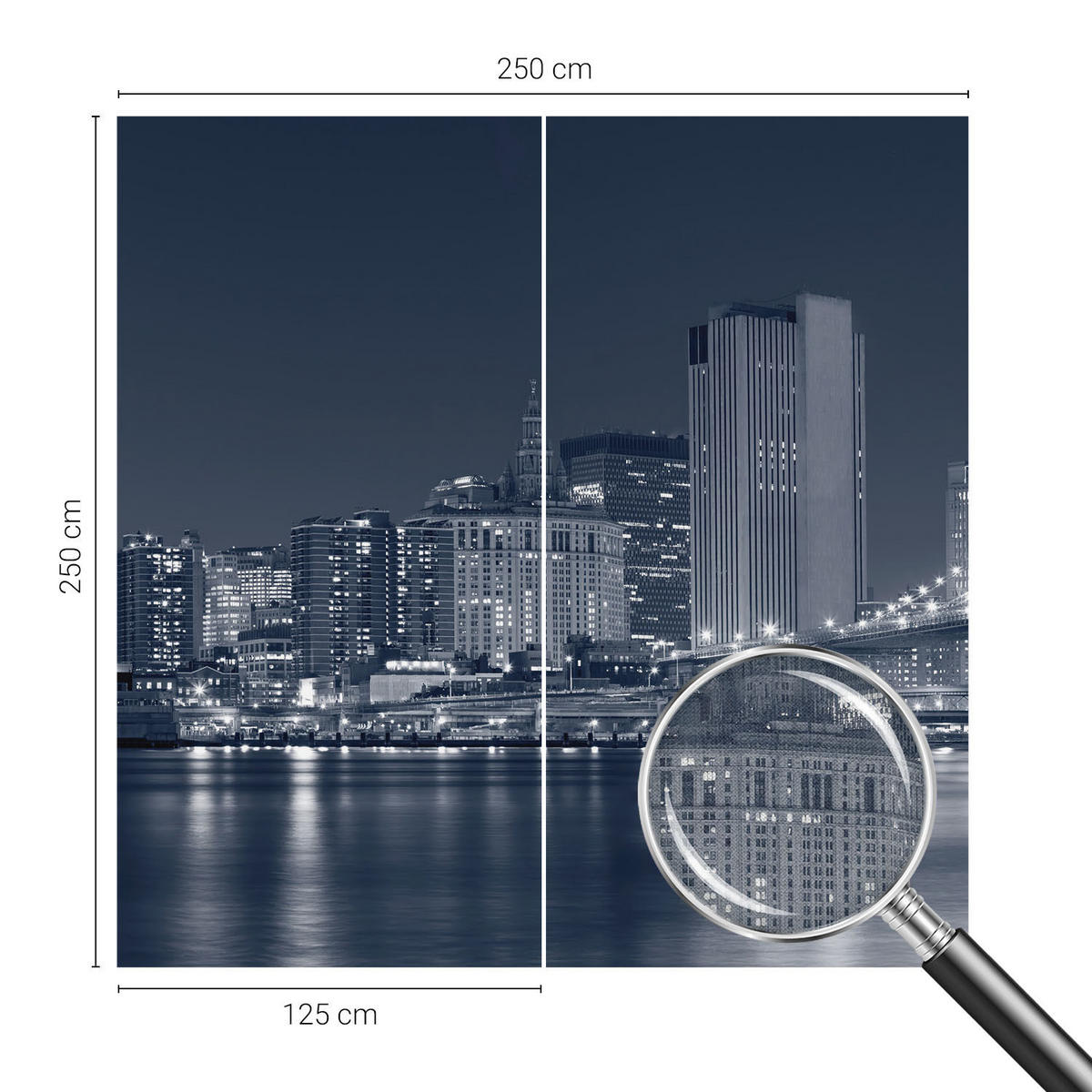 FOTOTAPETE 250x250 cm - Nachtstadt - Schwarz, Textil (250/250cm) - Wallfluent