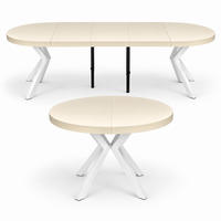 ESSTISCH rund ausziehbar 110-310/110/76 cm, Kaschmir, 54 cm Tischplatte + X Metallbeine Weiß - Kaschmir/Weiß, Holzwerkstoff/Metall (110/110/76cm) - Damale Möbel