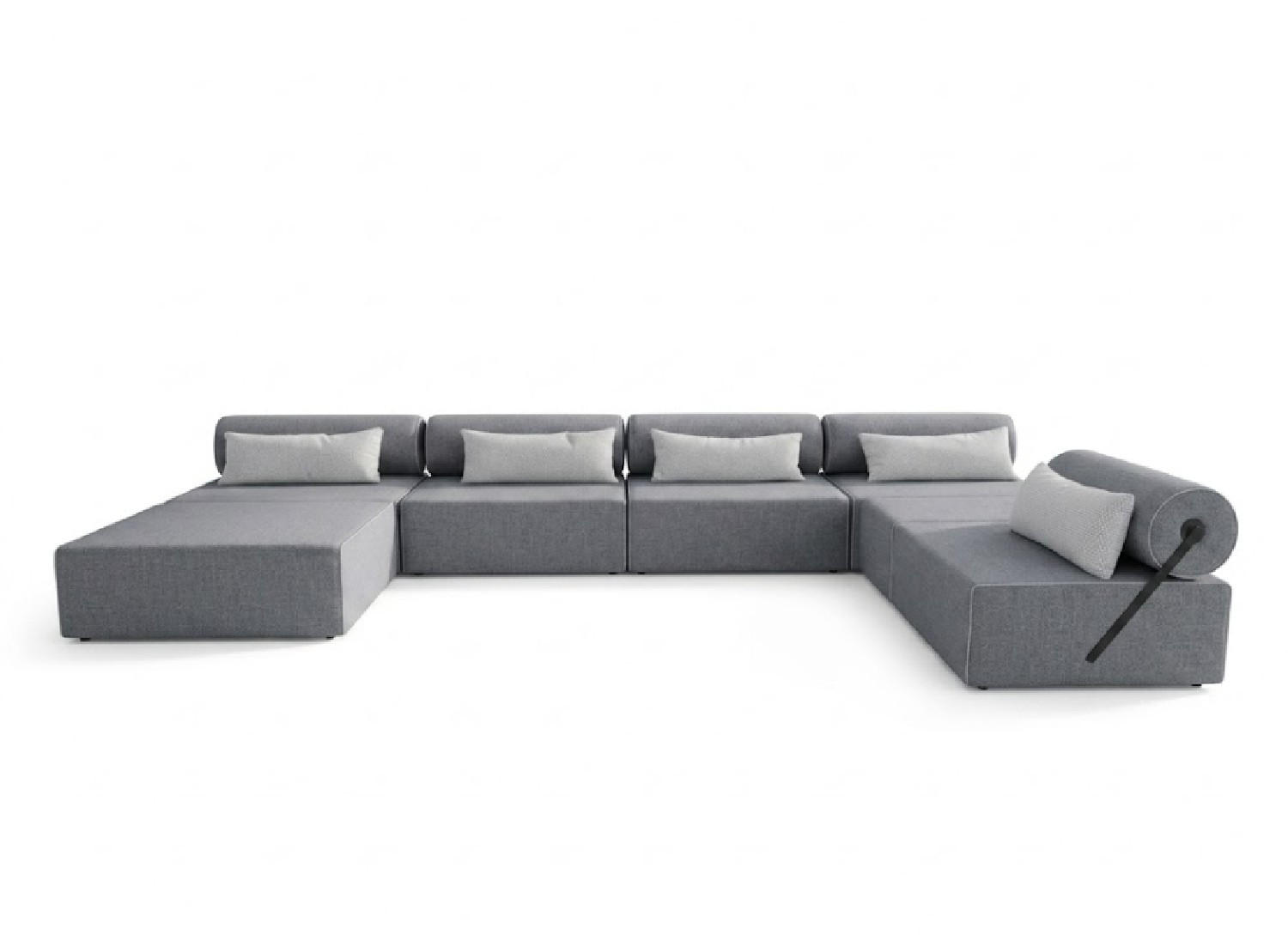 GARTENSOFA BALI XXL - Wetterfeste Balkonmöbel & Lounge Sofa Außen - Moderne Outdoor Couch für Garten - Balkon & Terrasse - Grau - Grau, Kunststoff (448/78/100cm) - Trada