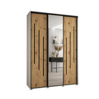 SCHWEBETÜRENSCHRANK 235,2/180/45 3-türig - Schwarz/Eiche Artisan, Holz/Metall (180/235/45cm) - Abiks Möbel
