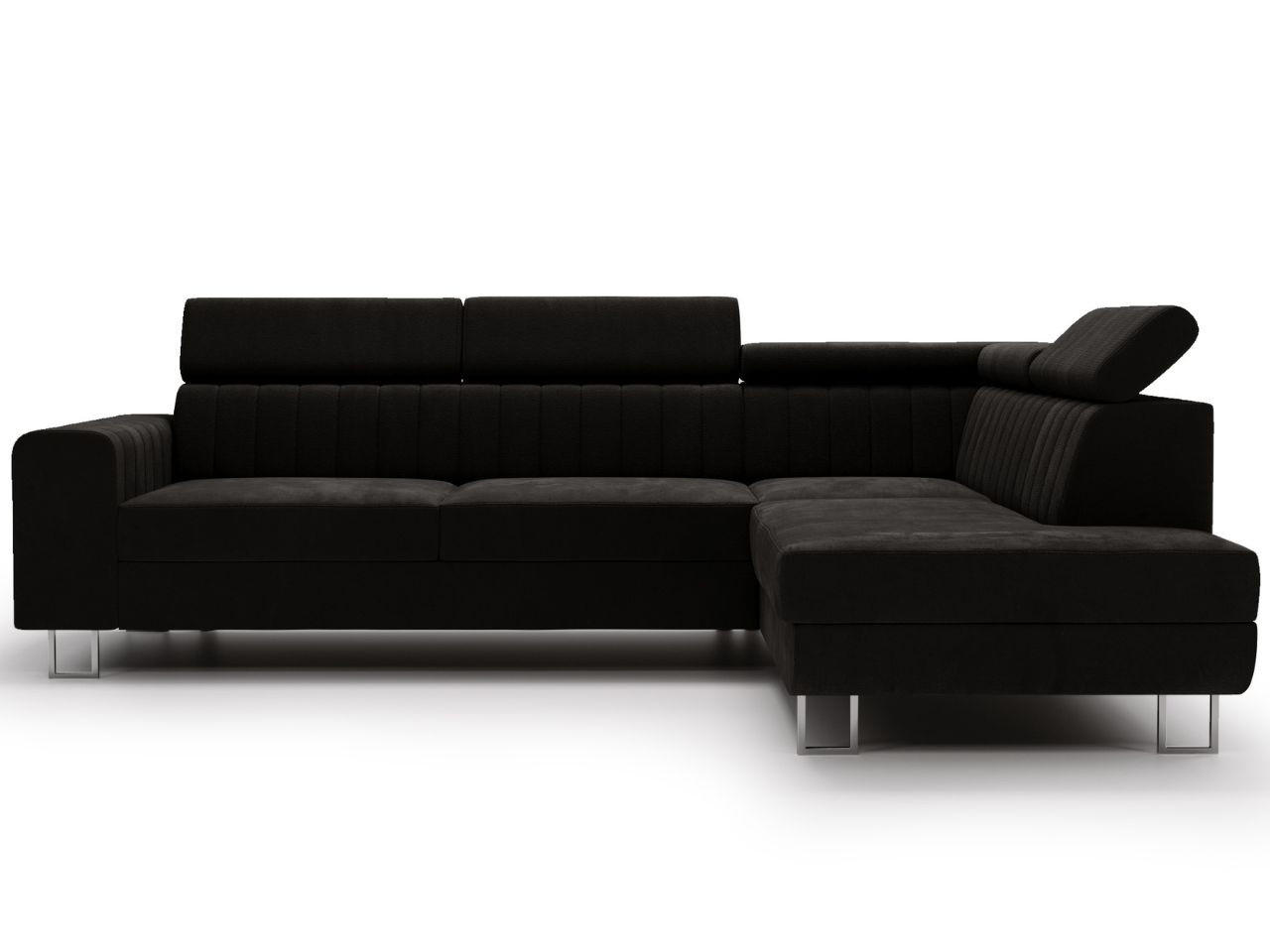 ECKSOFA Berona Schwarz Rechts - Schwarz, Holz/Textil (255/190cm) - Graingold