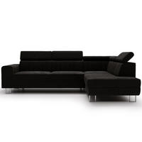 ECKSOFA Berona Schwarz Rechts - Schwarz, Holz/Textil (255/190cm) - Graingold
