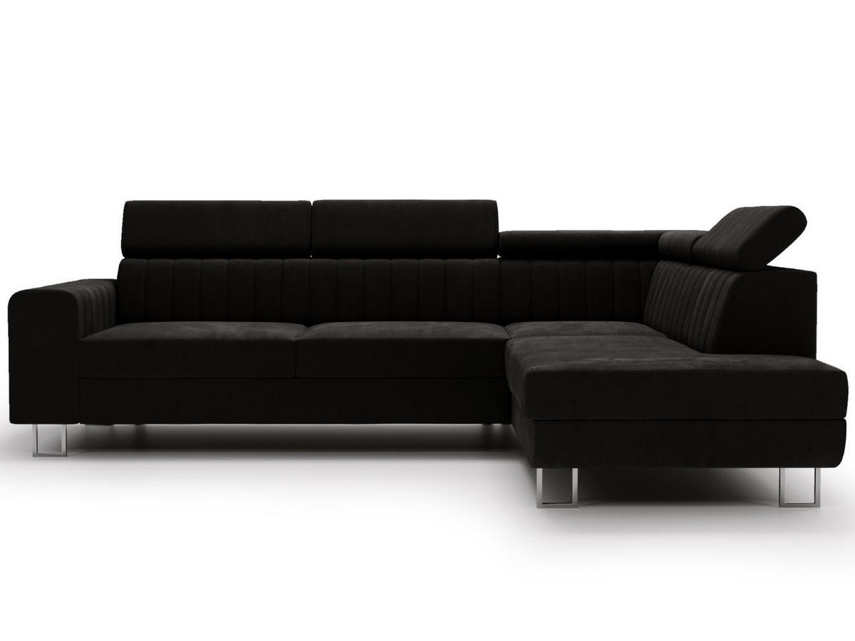 ECKSOFA Berona Schwarz Rechts - Schwarz, Holz/Textil (255/190cm) - Graingold
