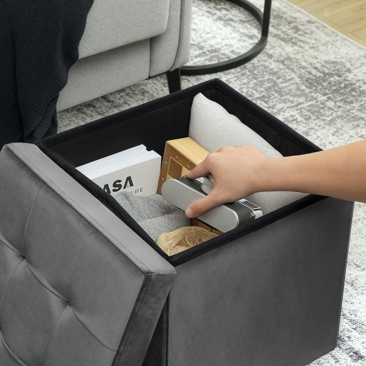 KLAVIERBANK DE-07160 verstellbarer Doppelsitz, Stauraum Schwarz - Grau, Textil (38/38/38cm) - ComfortXL
