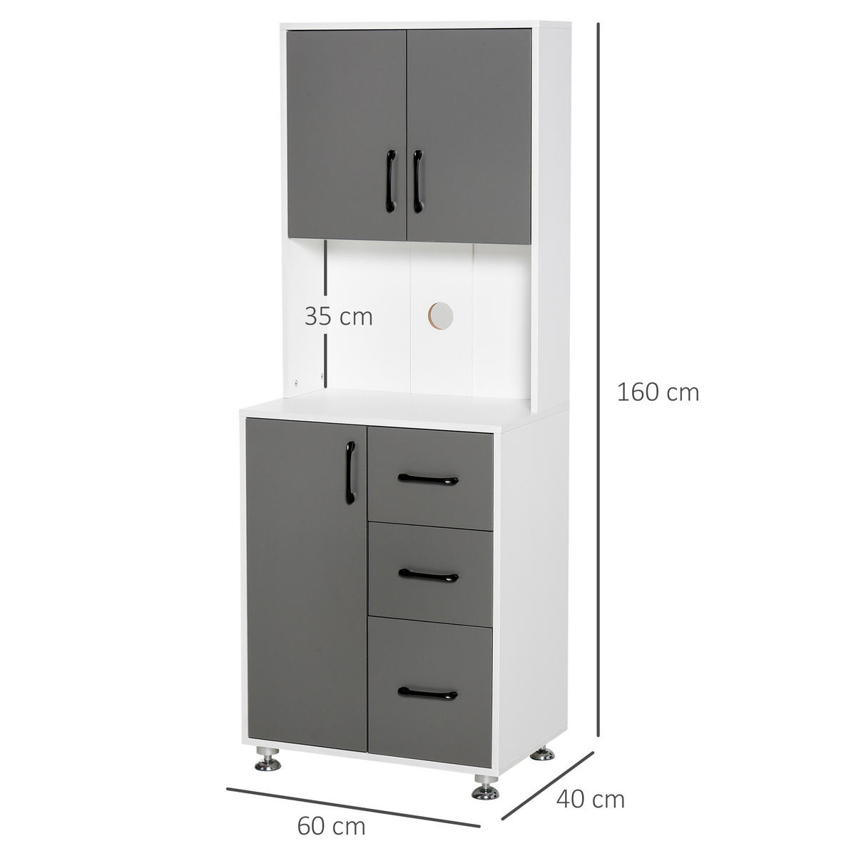 HIGHBOARD DE-10981 2+1 Türen Grau/Weiß - Grau, Holzwerkstoff (40/160/60cm) - ComfortXL