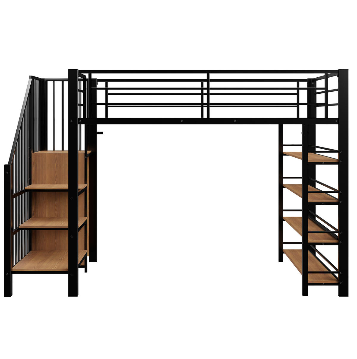HOCHBETT 90/200 cm aus Metall mit Stauraum und Kleiderschrank in Schwarz - Schwarz, Metall (90/200cm) - Flora Grace