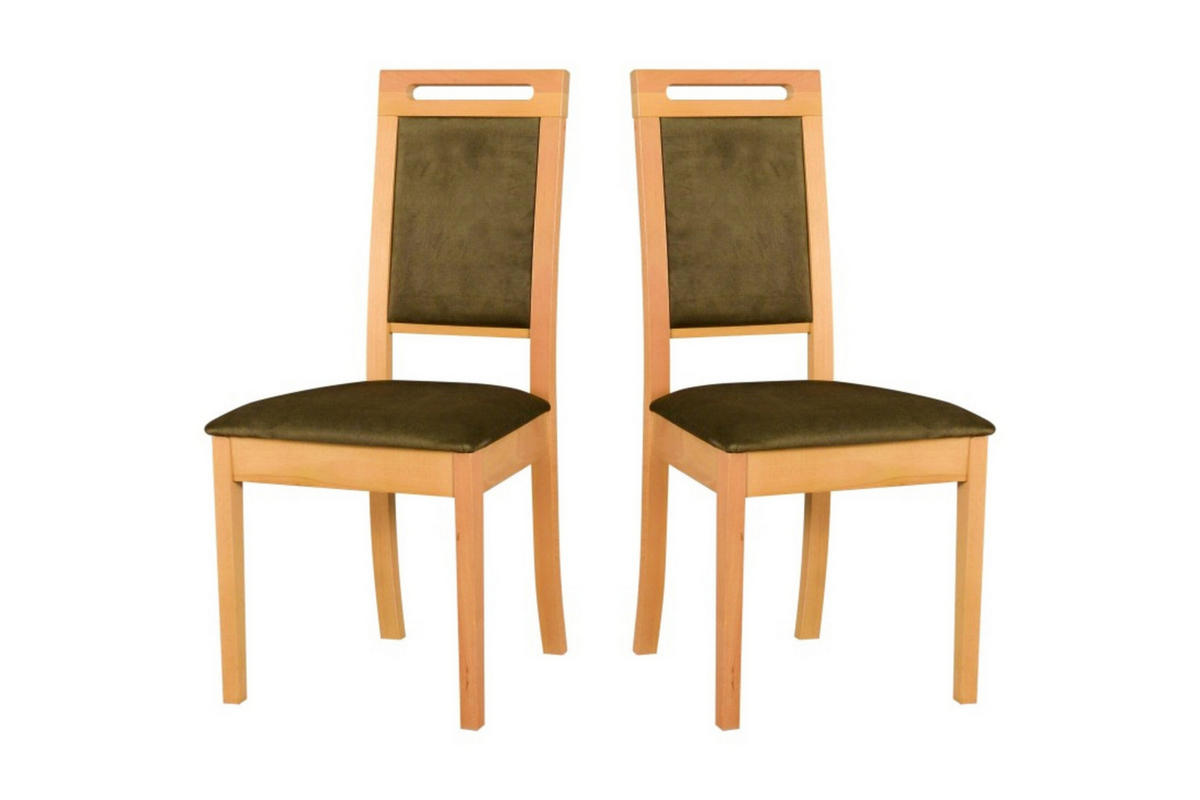 STUHL 2er Set ROMA 15 grandson - Dunkelgrün/Beige, Holz (47/96/43cm) - Leaf Design