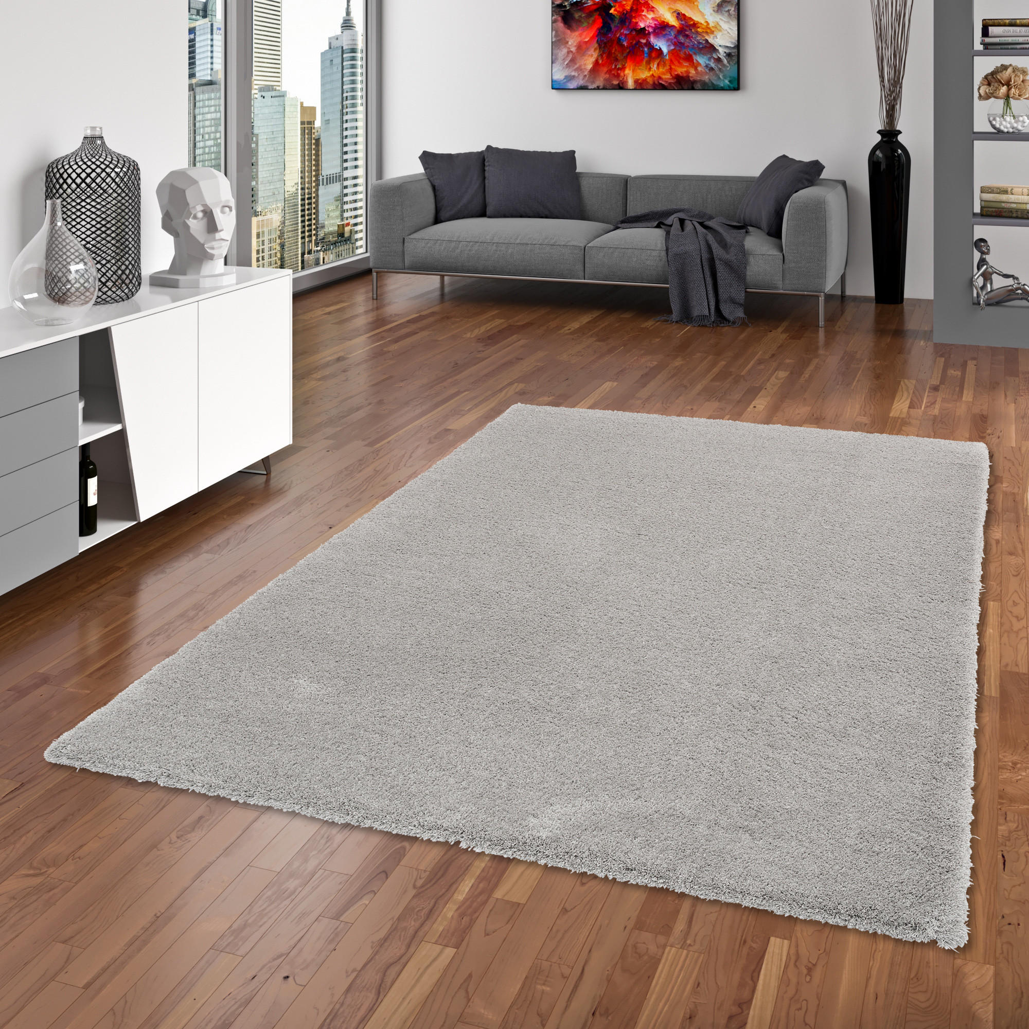 LUXUS HOCHFLOR LANGFLOR TEPPICH HARMONY - Grau, Textil (200/200cm) - Snapstyle