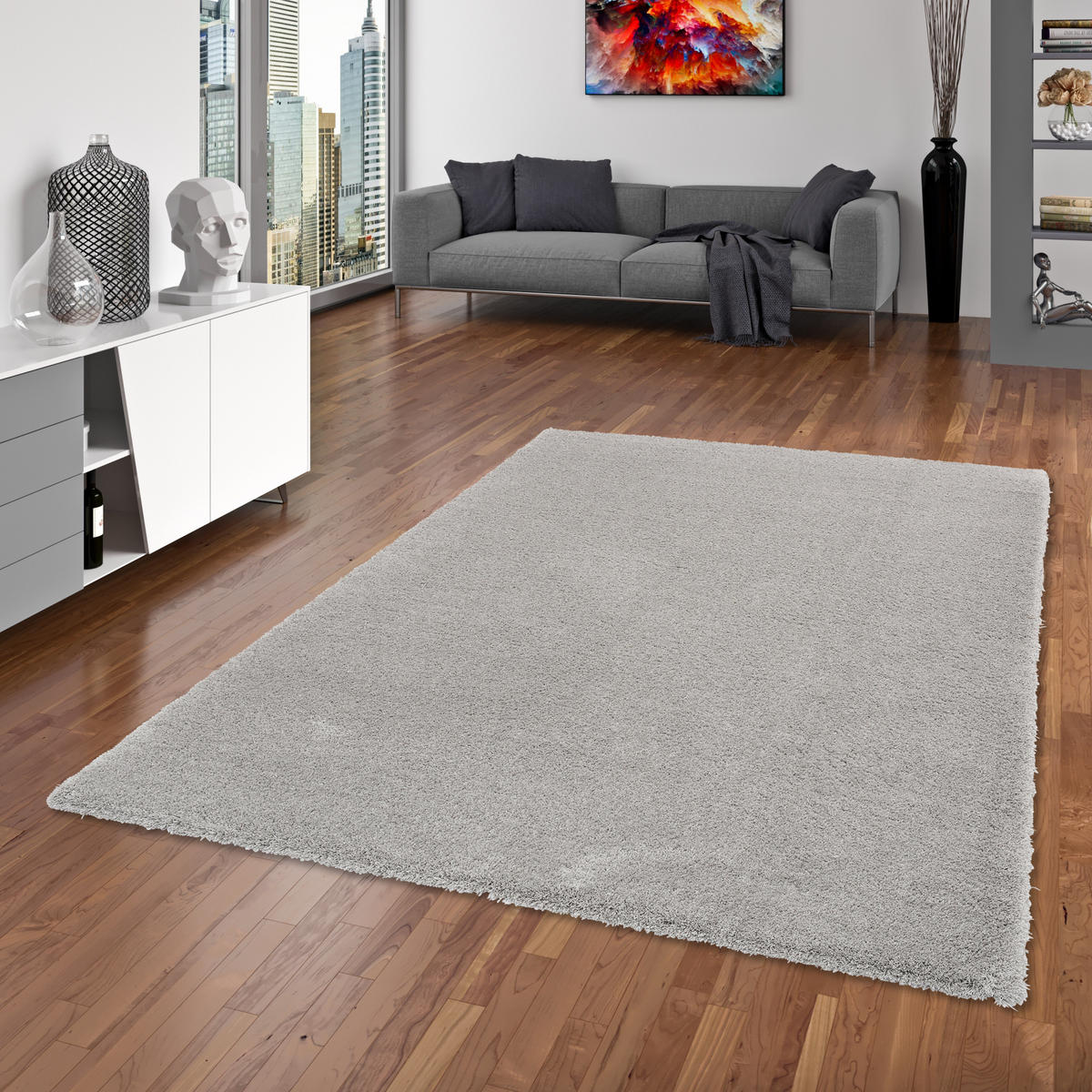 LUXUS HOCHFLOR LANGFLOR TEPPICH HARMONY - Grau, Textil (200/200cm) - Snapstyle