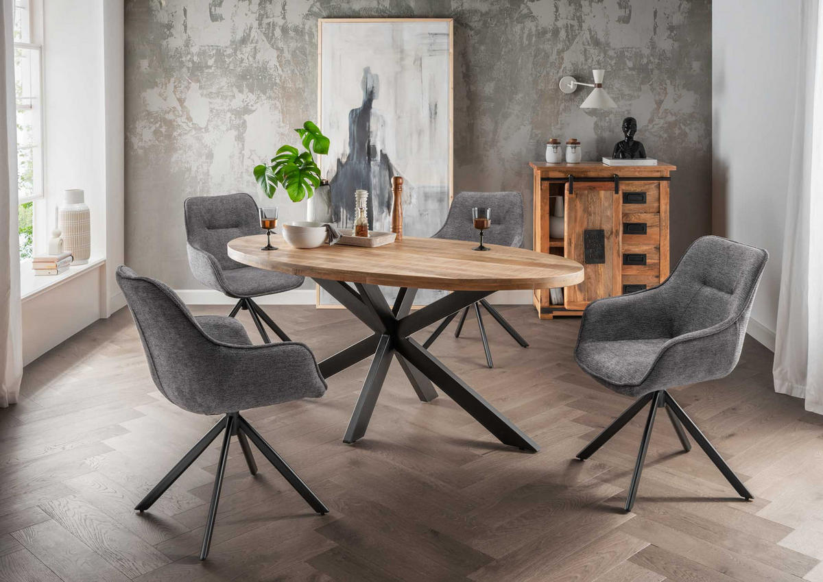 KOMMODE Florenz 90x45x100 cm massives Mangoholz - Schwarz/Braun, Holz (90/100/45cm) - Mr. Deko