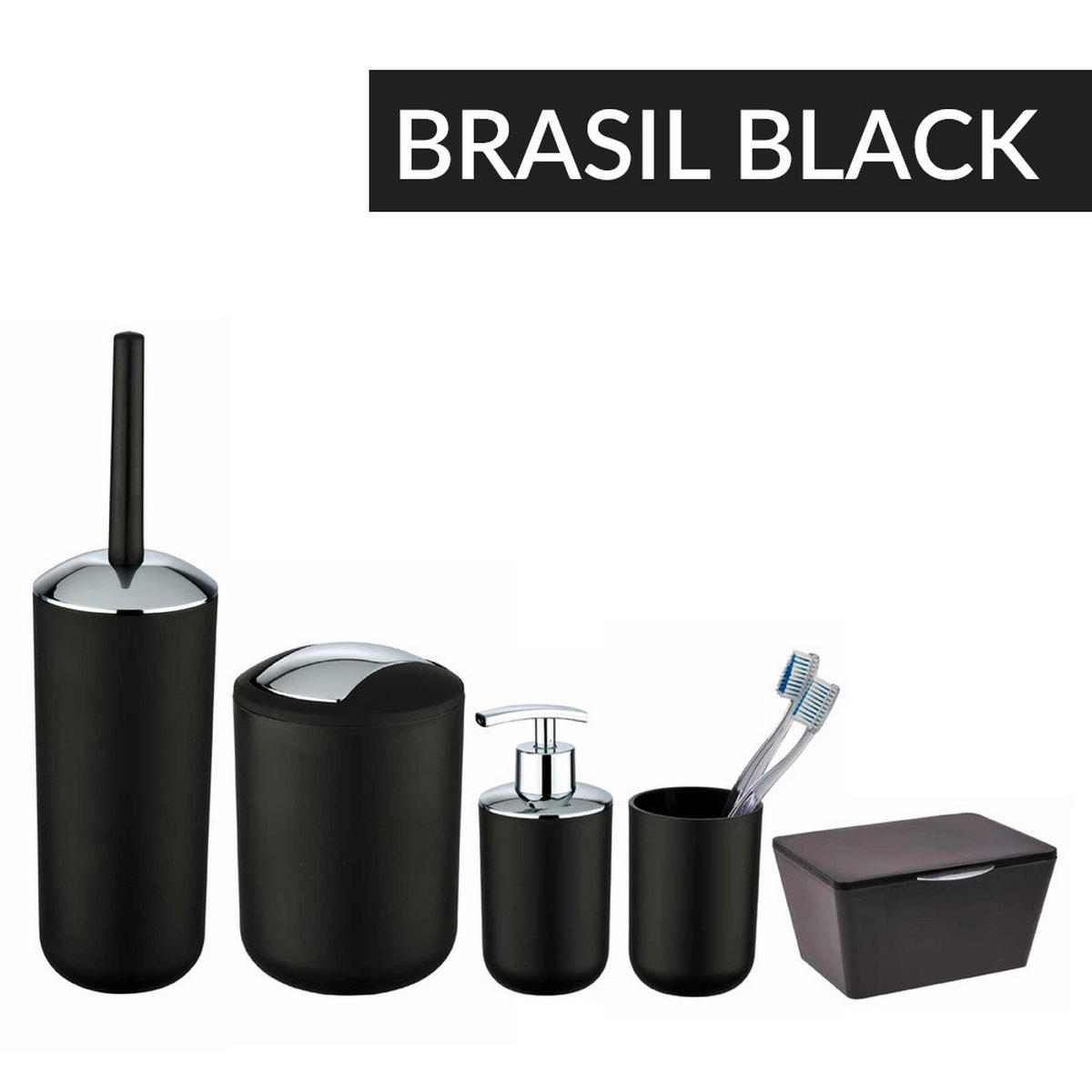 ABFALLKORB Brasil Black 2 l 14/14/21 cm - Schwarz, Kunststoff (14/21/14cm) - Wenko