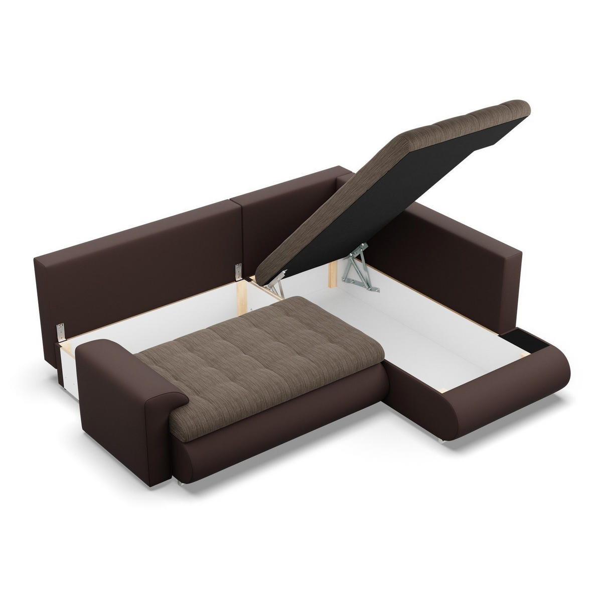 ECKSOFA RECHTS MIT SCHLAFFUNKTION FORESTA, Braun + Braun - Braun, Textil (230/200cm) - Mebligo